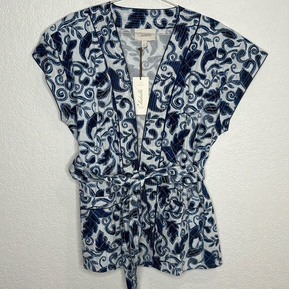 New Cleobella Tayla Wrap Vest Top in Azulejo Large Blue/White Revolve - Picture 2 of 16